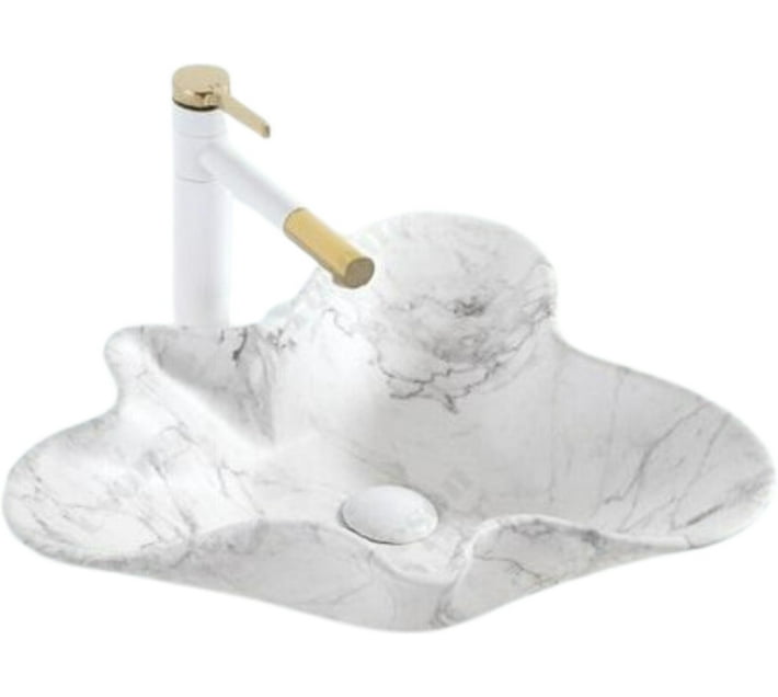 Countertop Ceramic Basin/Tabletop Bat White & Grey Marble Counter Top