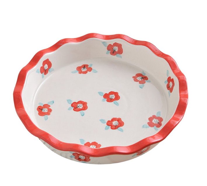 Kitchen Ceramic Quiche Bakeware Pie Dish 28cm Red Makro