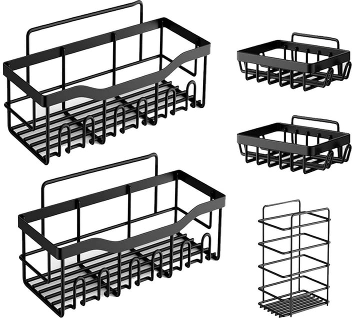 LMA 5 Piece NoDrill WallMount Steel Rack Shelf For Bathroom Makro