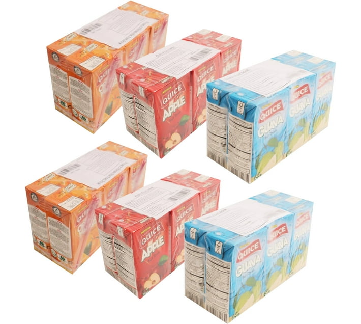 Quice Juice (6 x 6 Pack, 250ml) Guava, Apple, Mango, Orange Juice (36 x