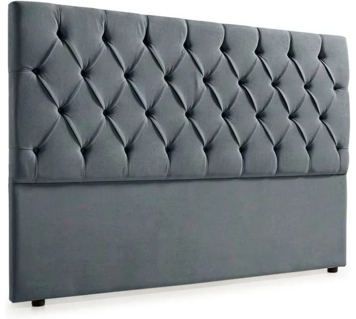 Bella Deep Buttoned Velvet Headboard Dark Grey Three Quarter Bed Frame