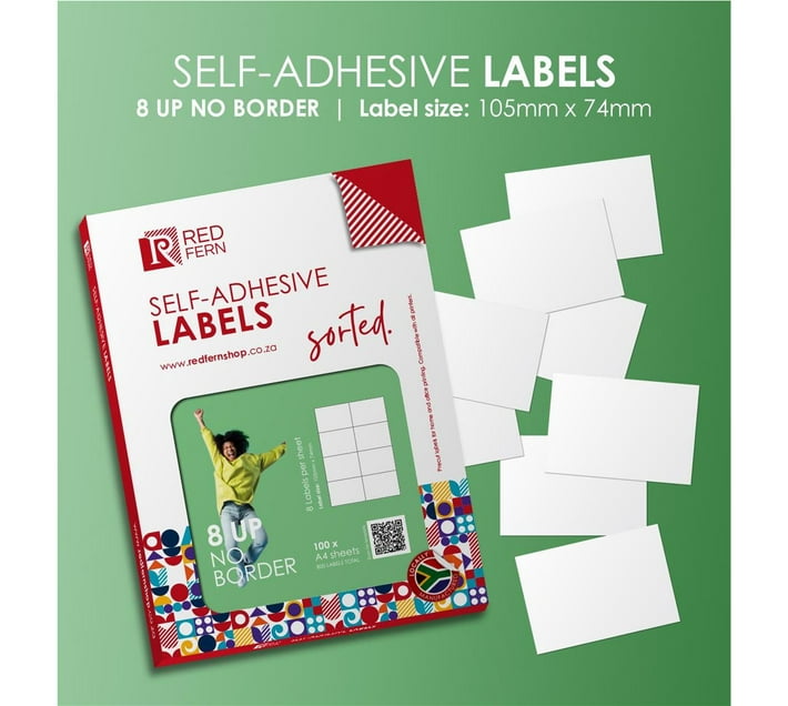 Redfern Self-Adhesive Laser Labels L08UPNB (105X74) - 100 White Sheets ...
