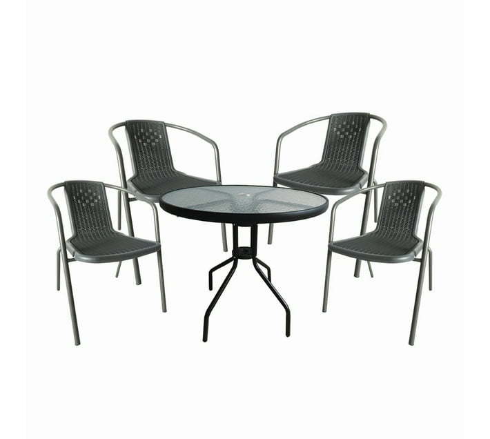 Seagull 5 Piece 80cm Glass Table and Bistro Chair Patio Set Makro