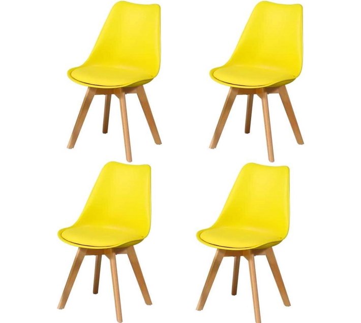 Someone’s in a Makro Modern Wooden Leg Chairs Yellow Pack of 4 Mood
