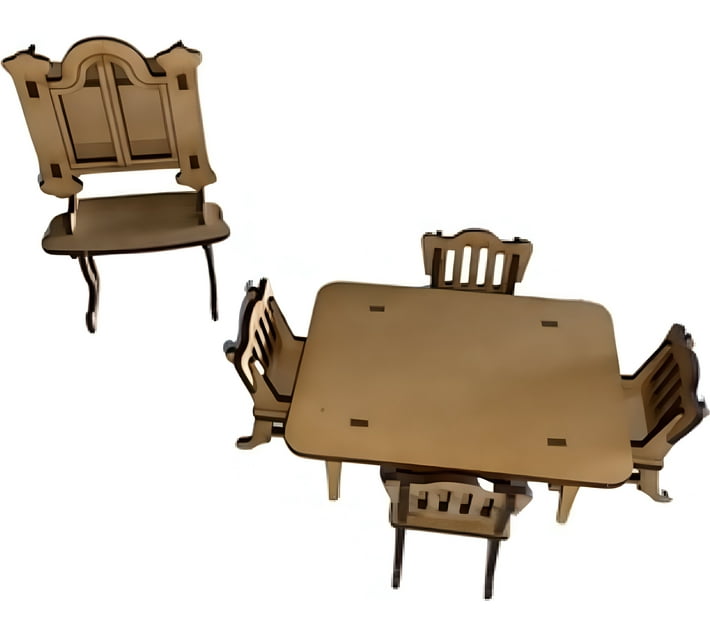 Bronkies Wooden Doll House Furniture Petunia Dining Table, Chair