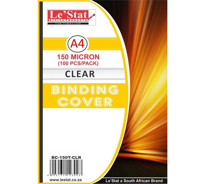 Le'Stat A4 Clear Plastic Binding Cover 150 Micron Makro