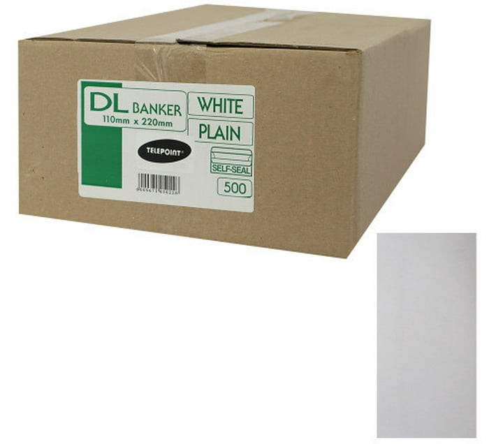 Telepoint Box of White Self Seal Envelopes (500s) 220x110mm Envelopes