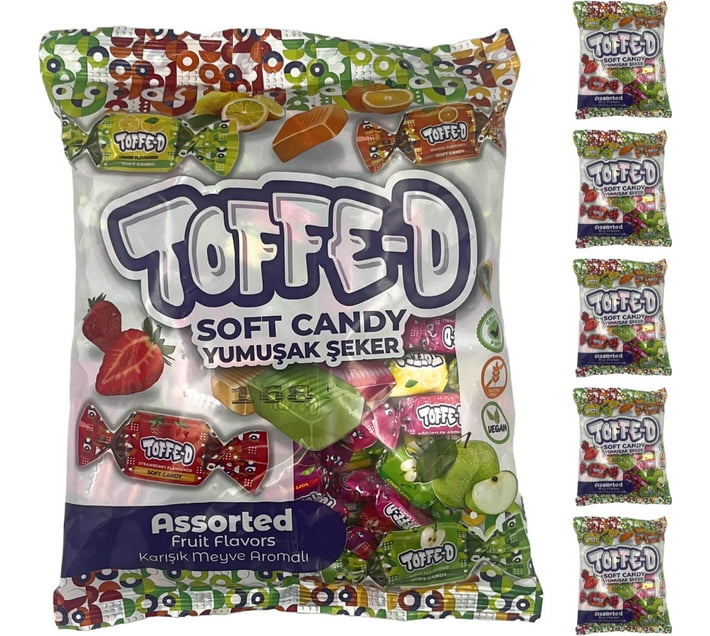 FRUITS　no95-98 Buy Toffe-D Soft Candy Assorted Fruits Flavour Sweets (Pack of 6 x