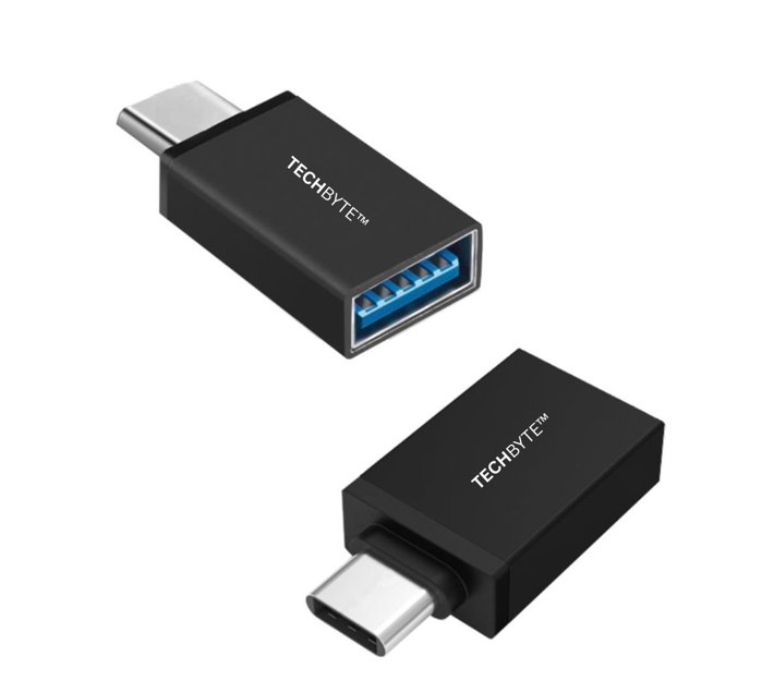 TechByte USBC Adapter USB Type C to USBA Plug & Play Mini Size