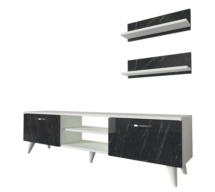 Hazlo Geacles Tv Unit Display Plasma Stand 2 Display Shelves White