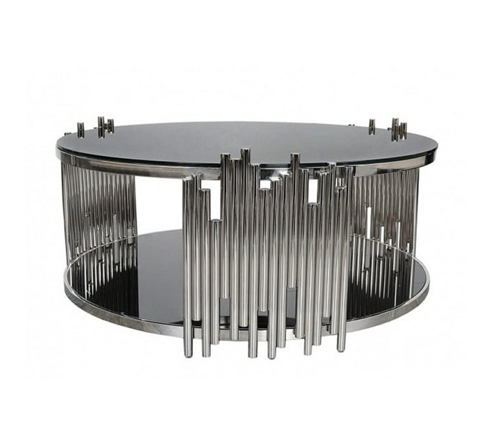 Someone’s in a Makro Coffee Table Royal Round Silver Black Glass Mood