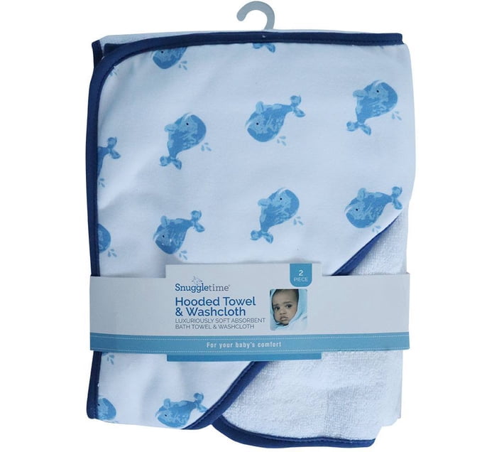 Snuggletime Hooded Towel and Washcloth Whale (Blue) Makro