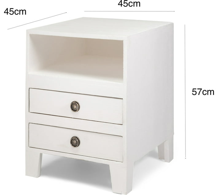 Furnwood Furniture Two Drawer Pedestal Engineered Wood Bedside Table