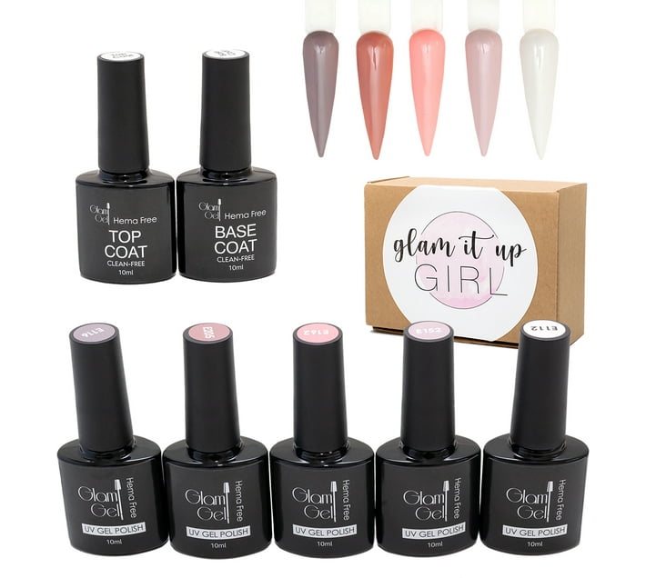 glam it up girl UV Gel Nail Polish Colour Set HEMAGlam Gel + Top & Base