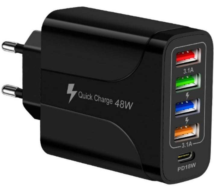 Quick charge 48W Adaptive Charging 2.4 A Multiport Mobile Charger with