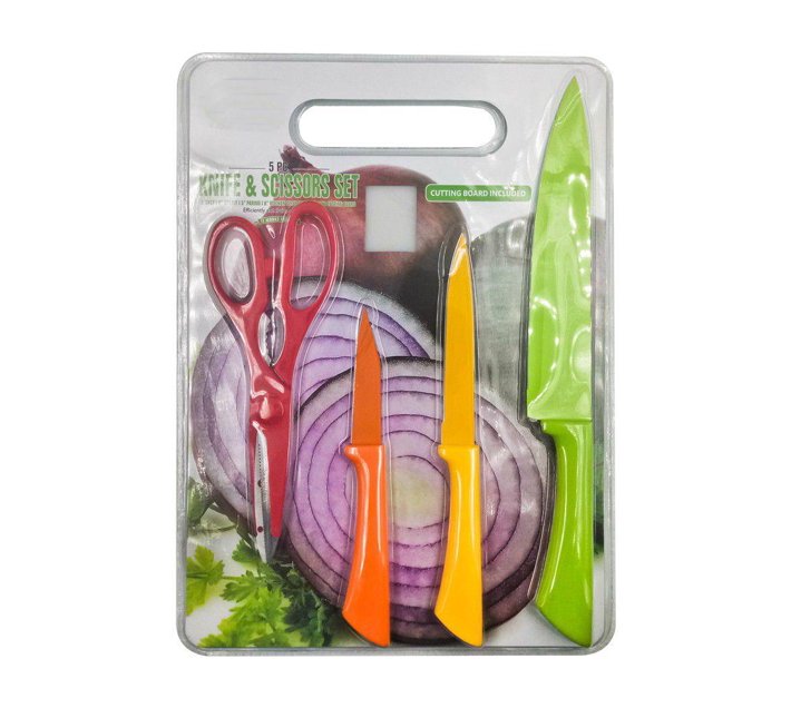 5 Piece Knife, Scissors & Cutting Board Set Makro