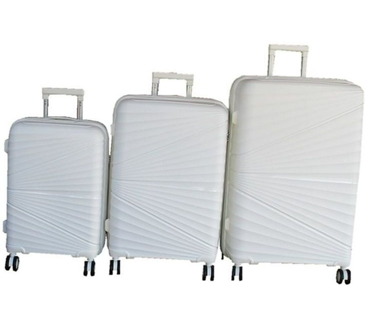 White 4 wheel suitcase hotsell