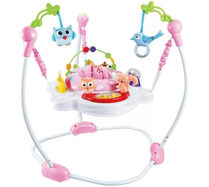 MHC Multifunction Rolling Infant Bouncer Seat Pink Toy Bar Makro