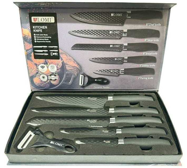 Alomi Alomi 6-Piece Non-Stick Coating Kitchen Knife Set with Gift Box ...