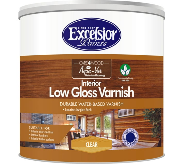 Excelsior AquaVar Interior Low Gloss Varnish Clear Wood Varnish Makro