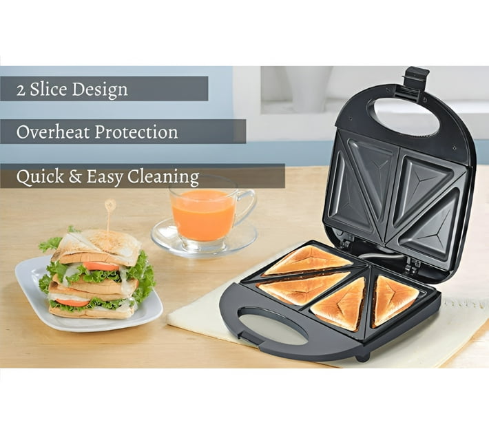 Generic Electric Non Stick Coated Panini Press 2 Slice Sandwich Maker Electric Toast Black