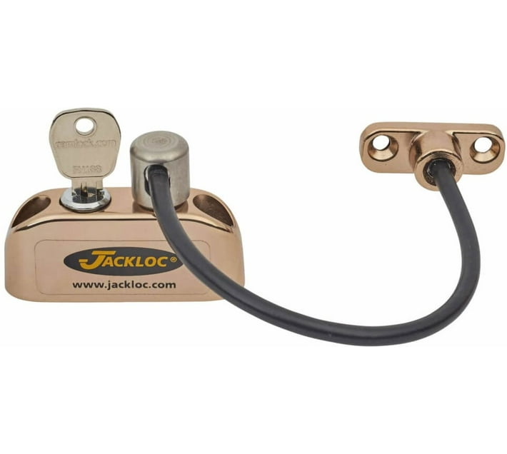 Jacklok Pro5 Key Locking Window Restrictor Brass Cable Lock Makro