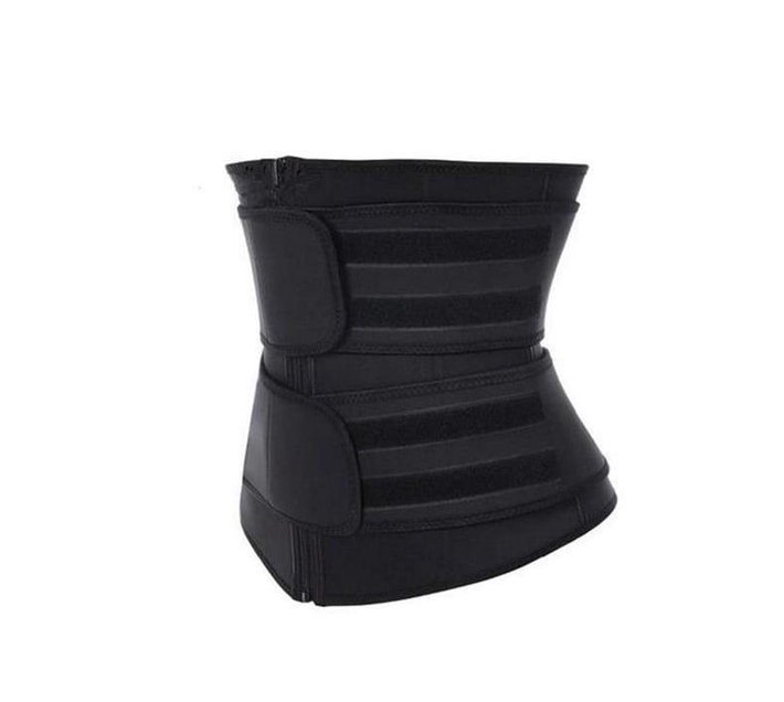 Waist Training Corset Double Strap and Zip Waist Shaper Black Waist