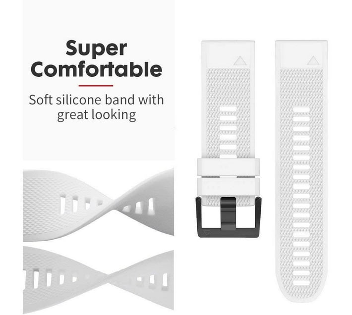 Killer Deals Garmin Fenix 5 replacement silicone strap - White (S-M-L ...