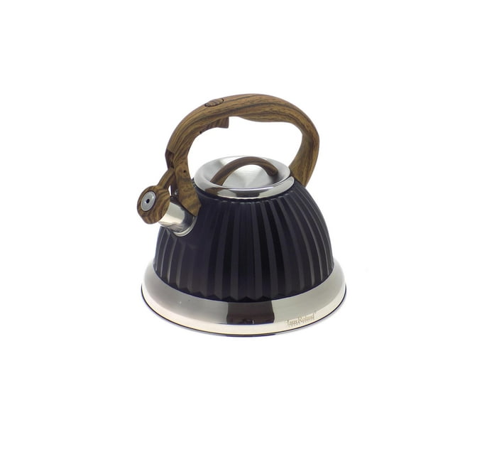 3.0 litre Whistling Stove Top Kettle Grid Design Black Makro