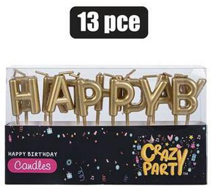 Crazy Party Candle birthday letters 13pce gold Makro