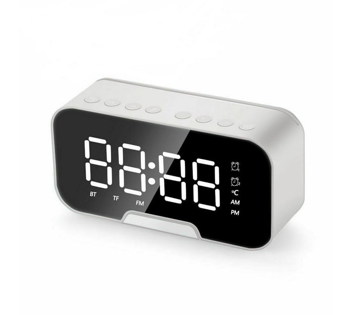 Bluetooth Alarm Clock Speaker With Mirror - White | Makro