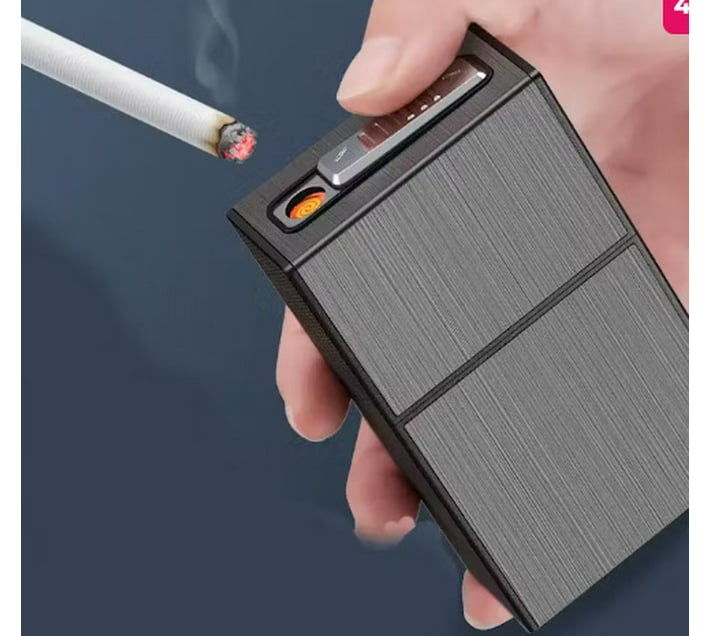 Just Simplified Cigarette 20 Pack Case With Rechargeable Gas Lighter