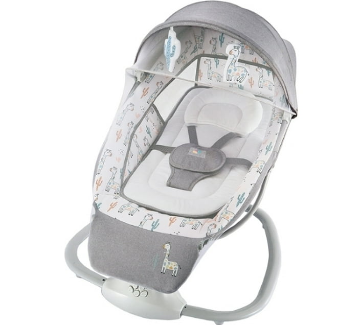 Phronex 3 in 1 Deluxe Multi Functional Bassient Rocker Giraffe Bassinet Grey White Makro