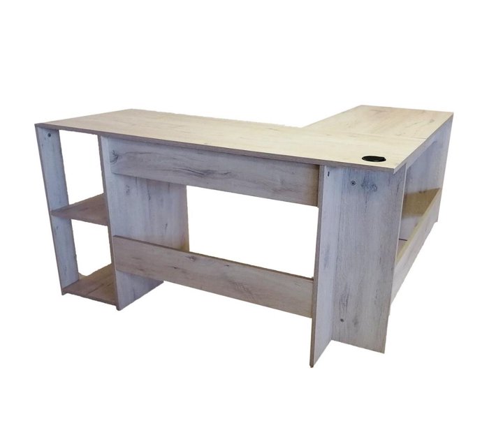 Someone’s in a Makro Home & Office LShaped Desk, Nordic Ice Color with