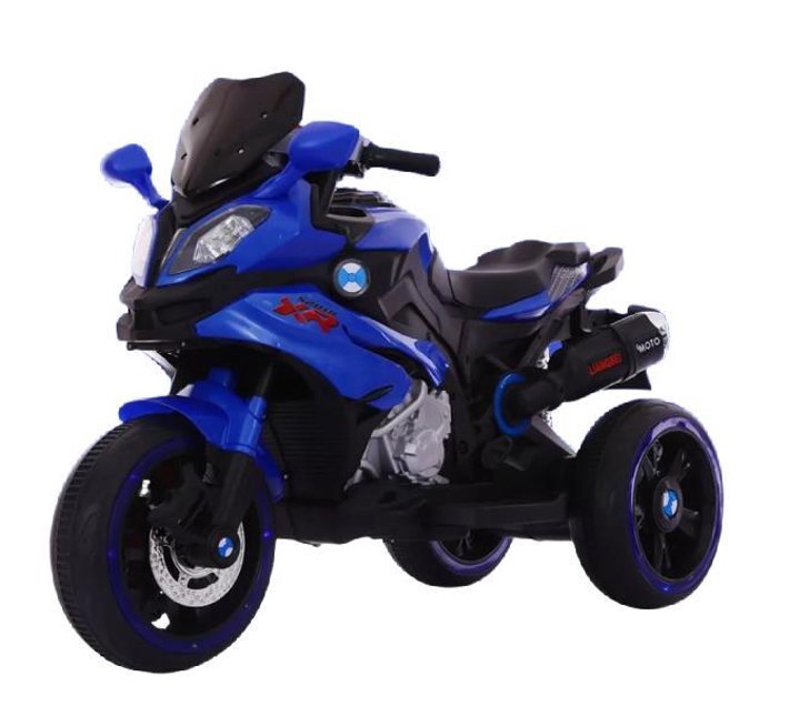 Kids Electric Ride On 3 Wheel Racing Bike XL Blue Makro