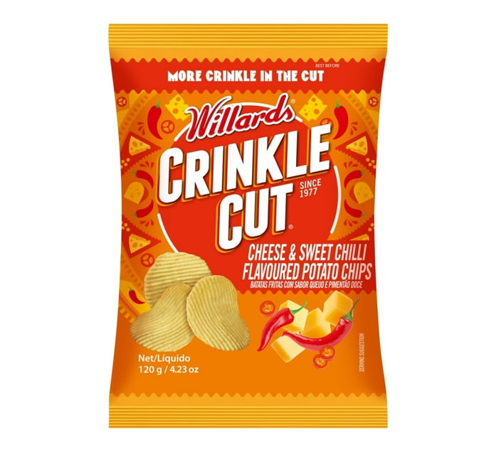 Buy Willards Crinkle Cut Flavoured Potato Chips Cheese & Sweet Chilli ...