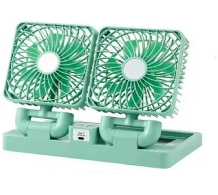 Rechargeable Dual Head Solar Powered Fan A+ 12 mm 7 Blade