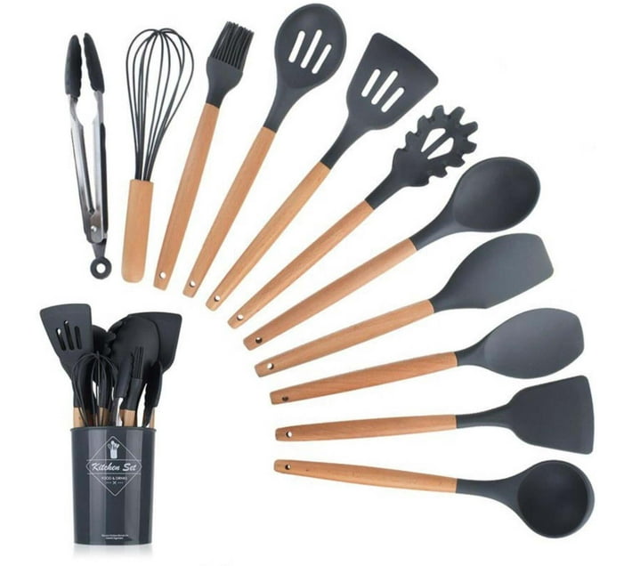 MDL Kitchen Utensil Silicone Cooking Spoon Kitchen Tool Set (Pack of 12