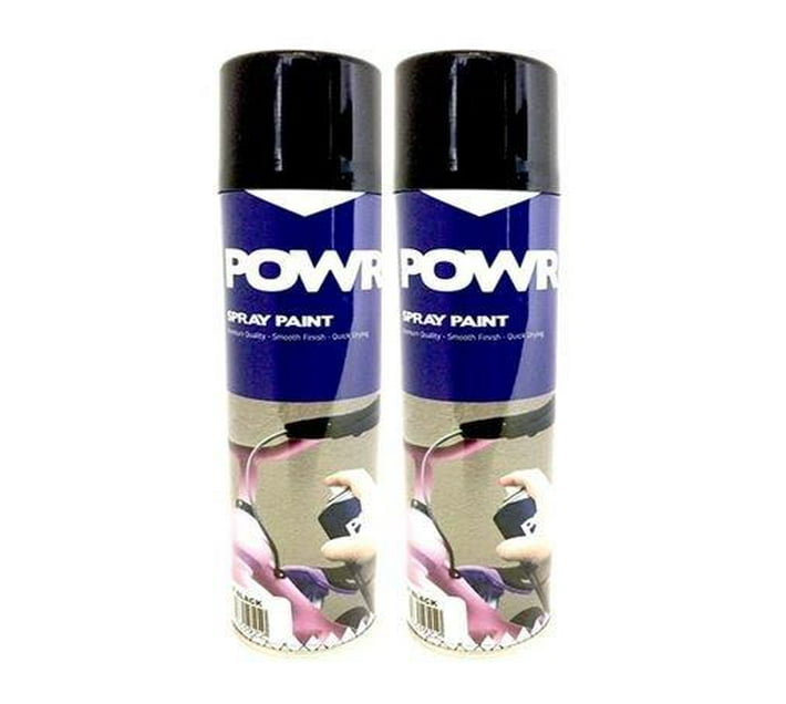 POWR Spray Paint Black Bumper 300ml ( 2 Pack ) Makro