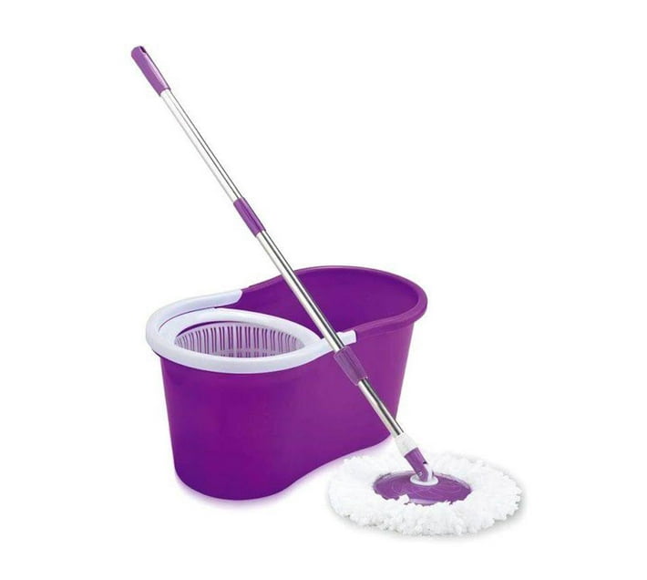 Magic Spin Mop And Plastic Bucket SetPurple with a keyholder Makro