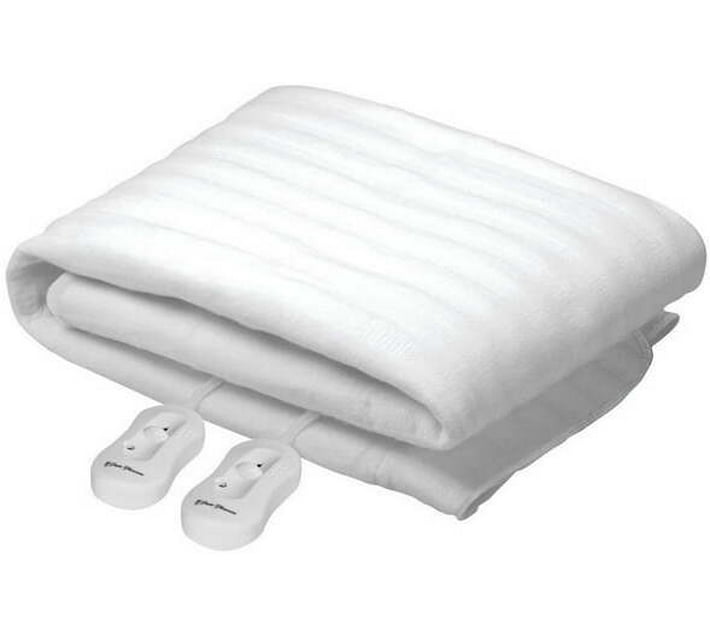 PURE PLEASURE Striped Double Electric Blanket for AC Room Polyester White Makro
