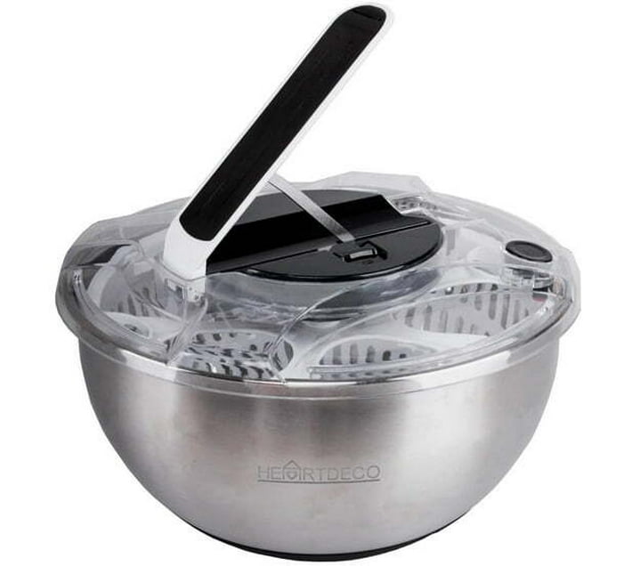 Heartdeco Stainless Steel Salad Bowl Spinner Colander 3.5L Colander