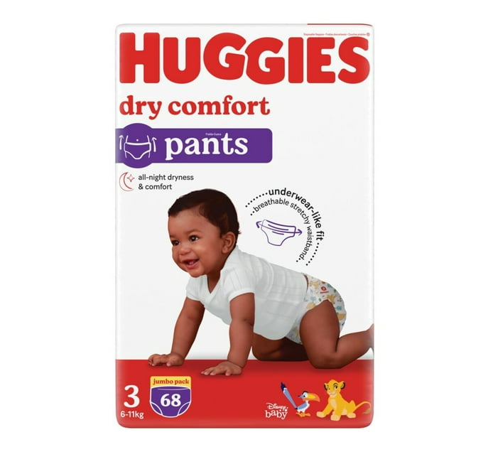Huggies Dry Comfort Pants Size 4 56 Pack, Disposable Nappies, Nappies, Baby
