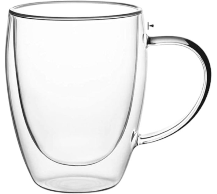 Crockery Centre Mug 370Ml Glass Double Wall Glass Coffee Mug (370 ml