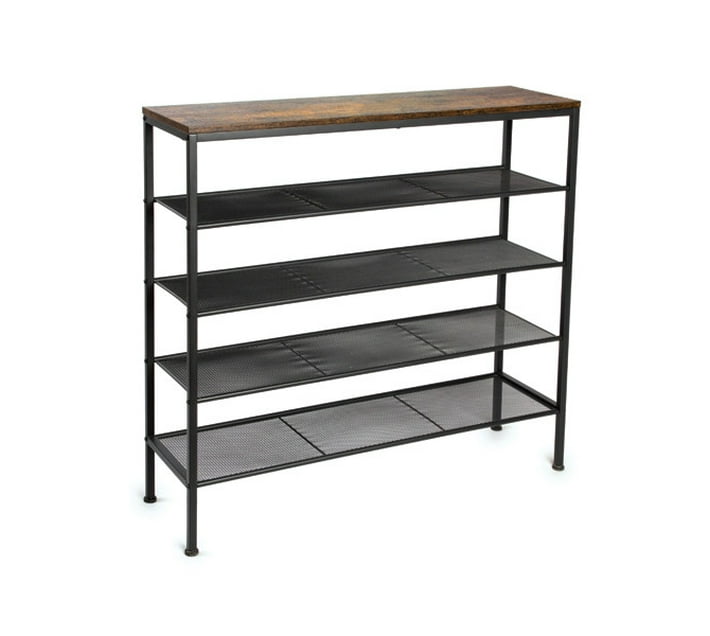 5 Tier Shoe Rack with 4 Metal Mesh Shelves Makro