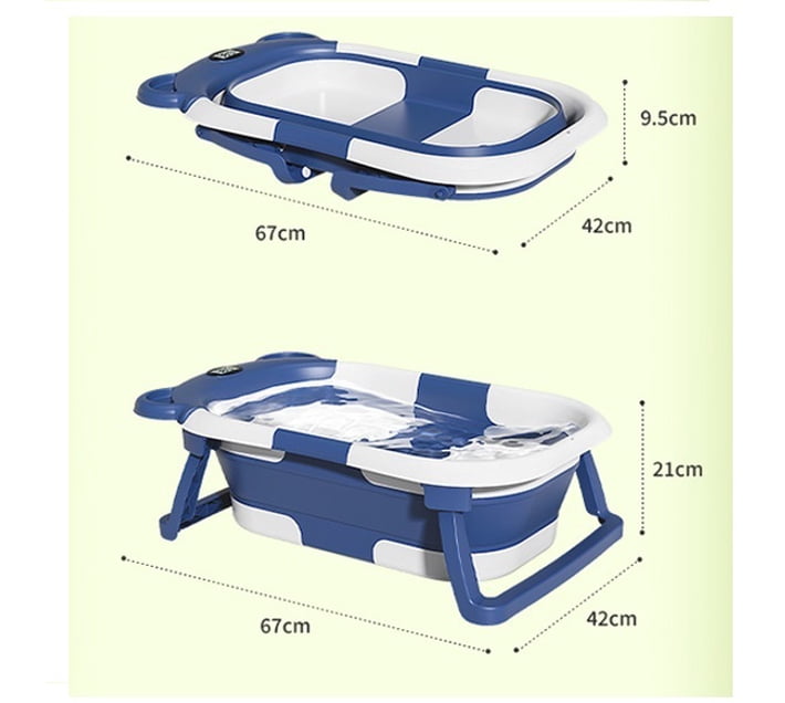 Safe-O-Kid- Foldable Baby Bath Tub with  Digital Temperature Meter- Blue main image 1