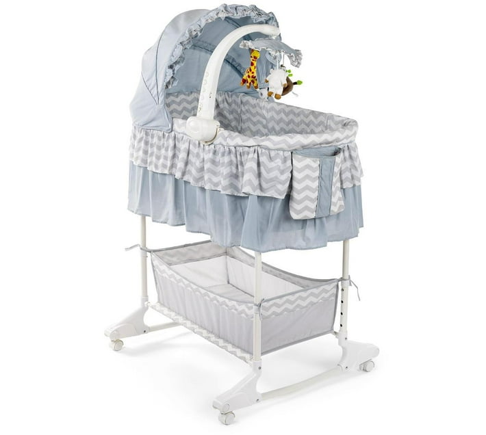 Baneen Baby Cradle Bed Cot with Wheels, Basket and Canopy