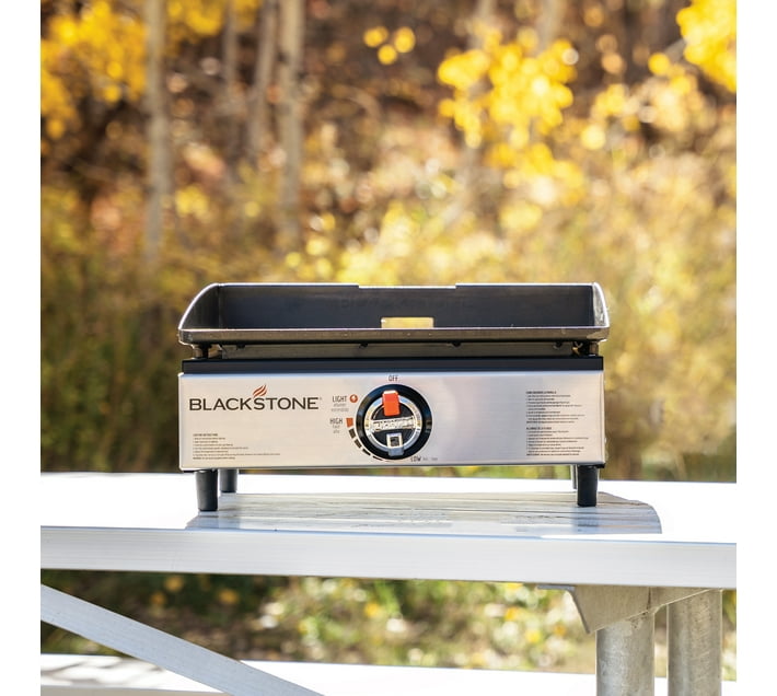 BLACKSTONE Flat Top Station for Kitchen Camping Outdoor Tabletop Countertop Stainless Steel Griddle 17 Inch Gas Grill