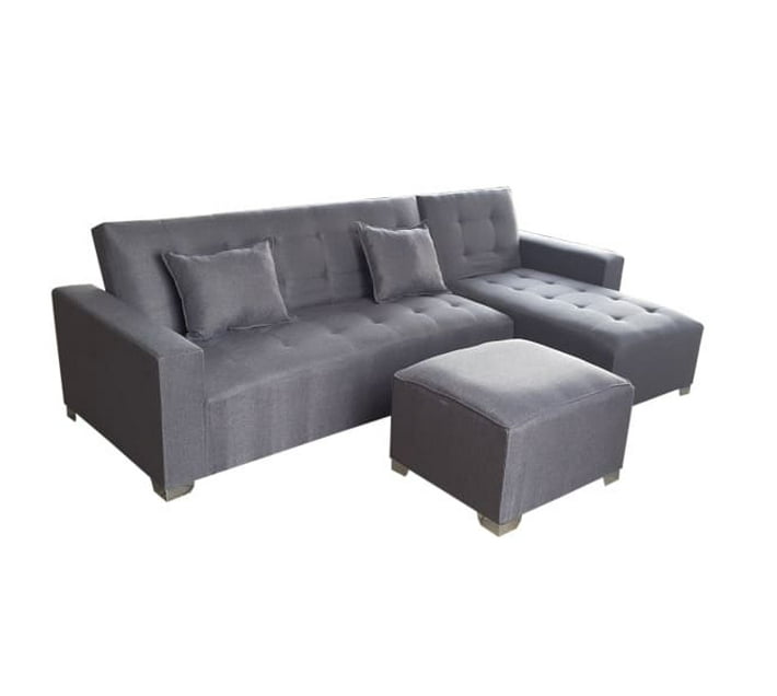 Corner Sleeper Couch Grey Tapestry Ottoman Included Makro