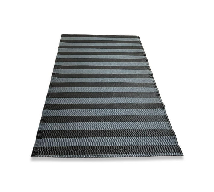 Rug It Up Indoor & Outdoor Plastic Waterproof Reversible Rug Black & Grey Stripe 2 x 1.2m Makro